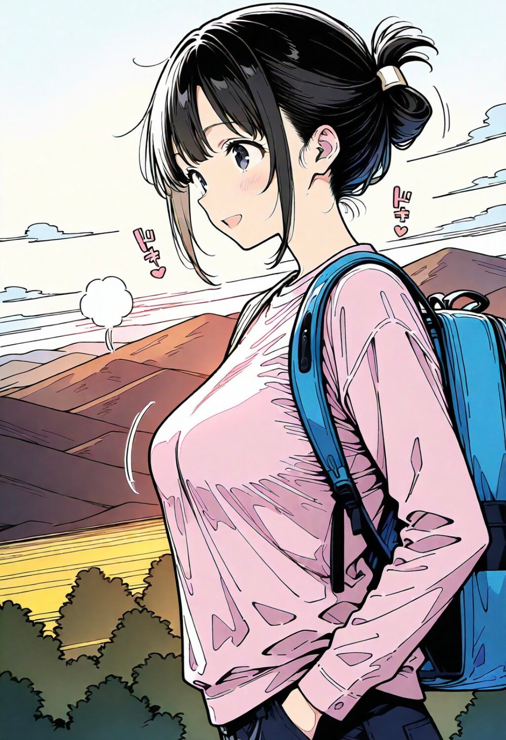 目の前に広がる山並みの雄大な風景にドキドキし始める いとこの姉ちゃん