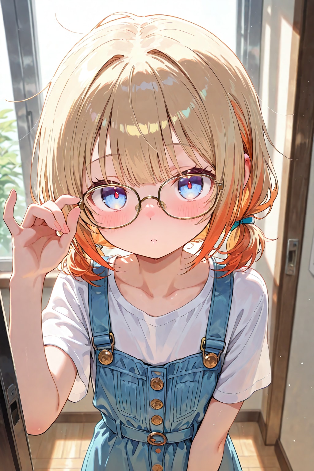 眼鏡をクイっとする女の子