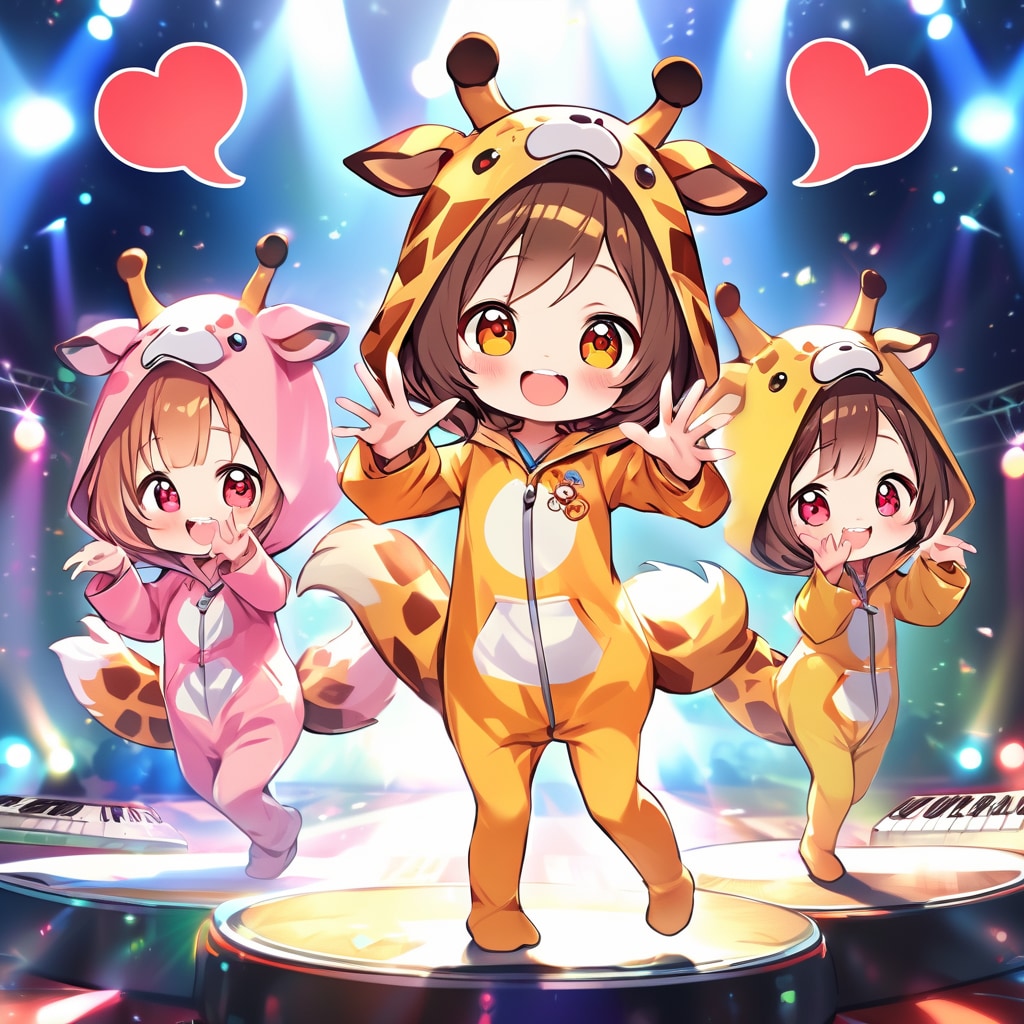 誰も何も演奏しようとしないキリン着ぐるみちび子ちゃんバンド