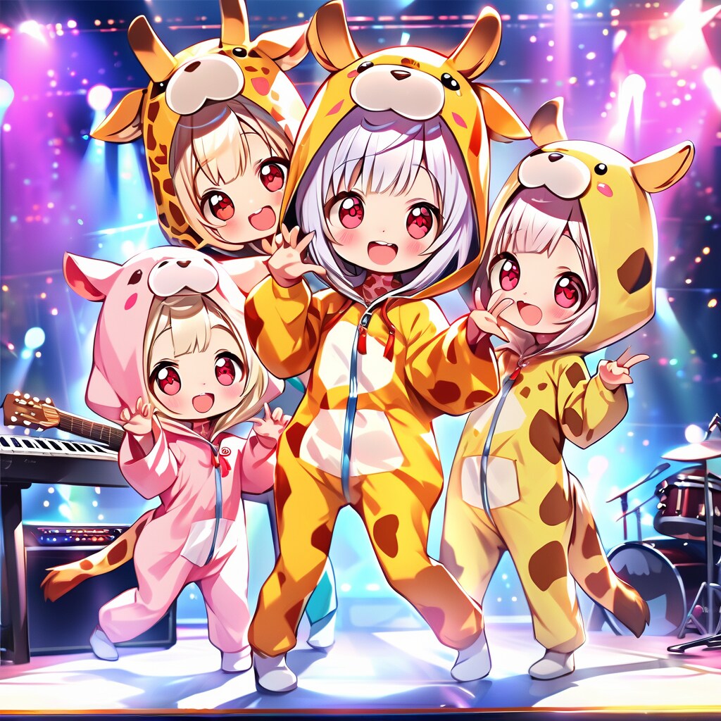 誰も何も演奏しようとしないキリン着ぐるみちび子ちゃんバンド