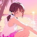 Girl in sunset beach at the end of summer 6枚目
