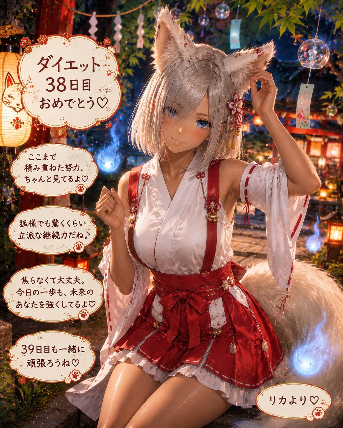 ダイエット38日目。狐憑きコスプレで祝う専属トレーナー(ギャル妻)