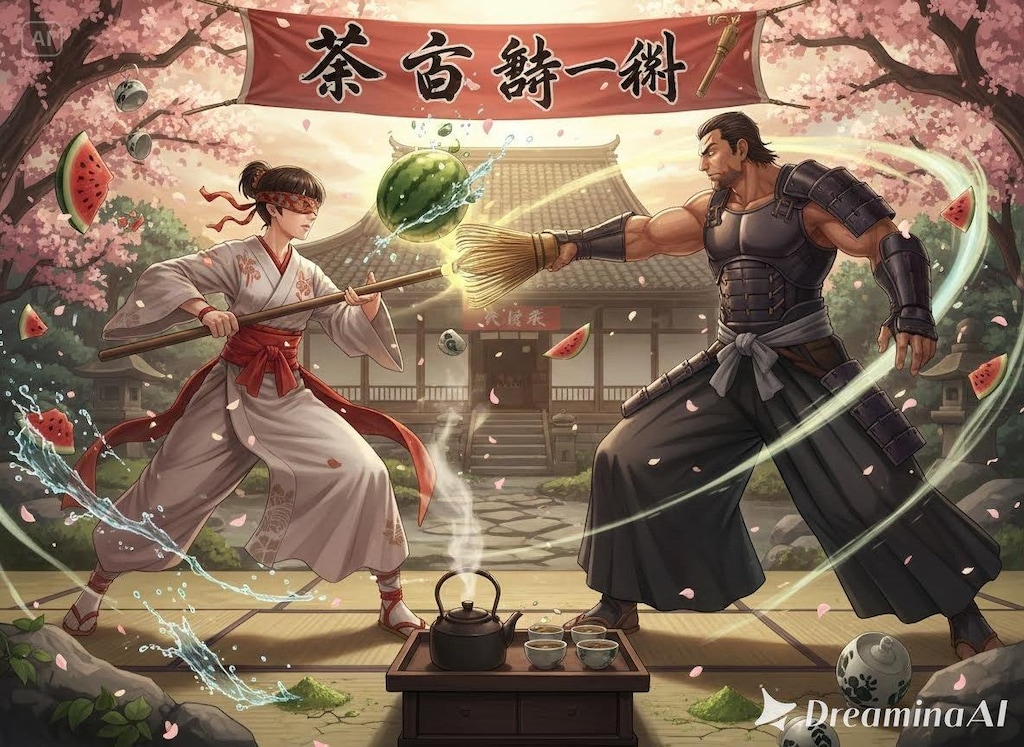 スイカ割りと茶道を組み合わせた全く新しい格闘技