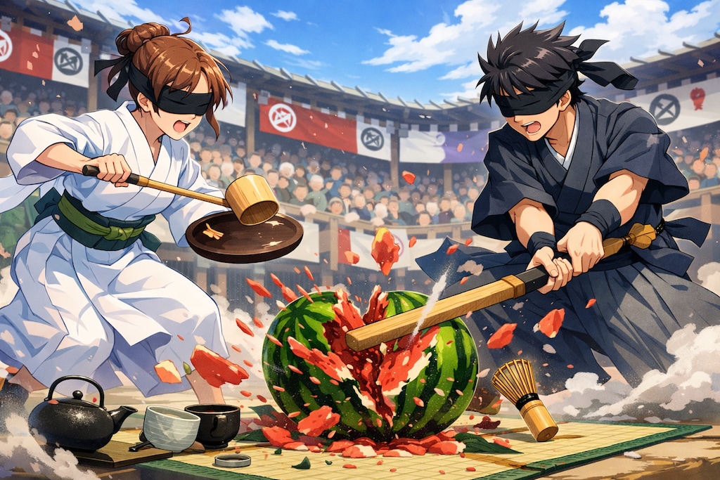 スイカ割りと茶道を組み合わせた全く新しい格闘技