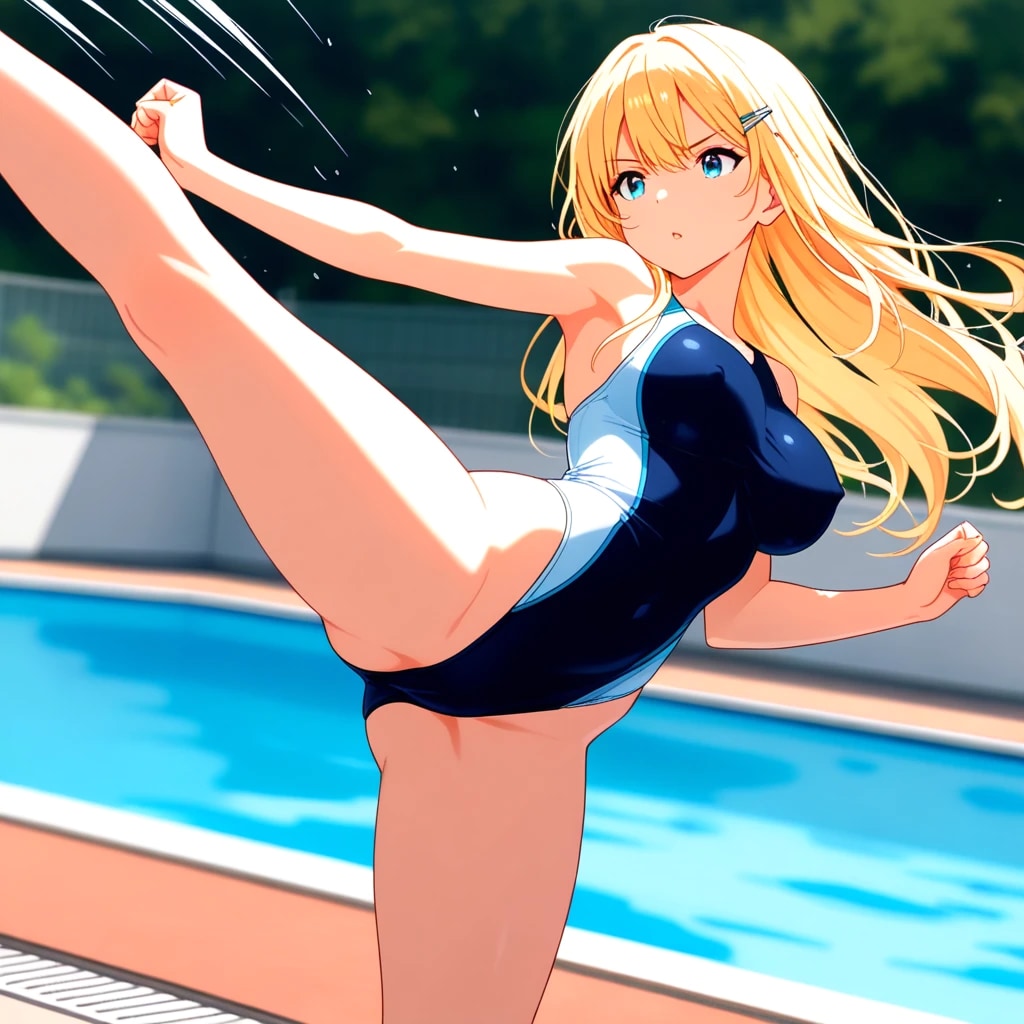 ある日突然、ハイレグ水着でハイキックしたくなった推し活ちゃんin seaART