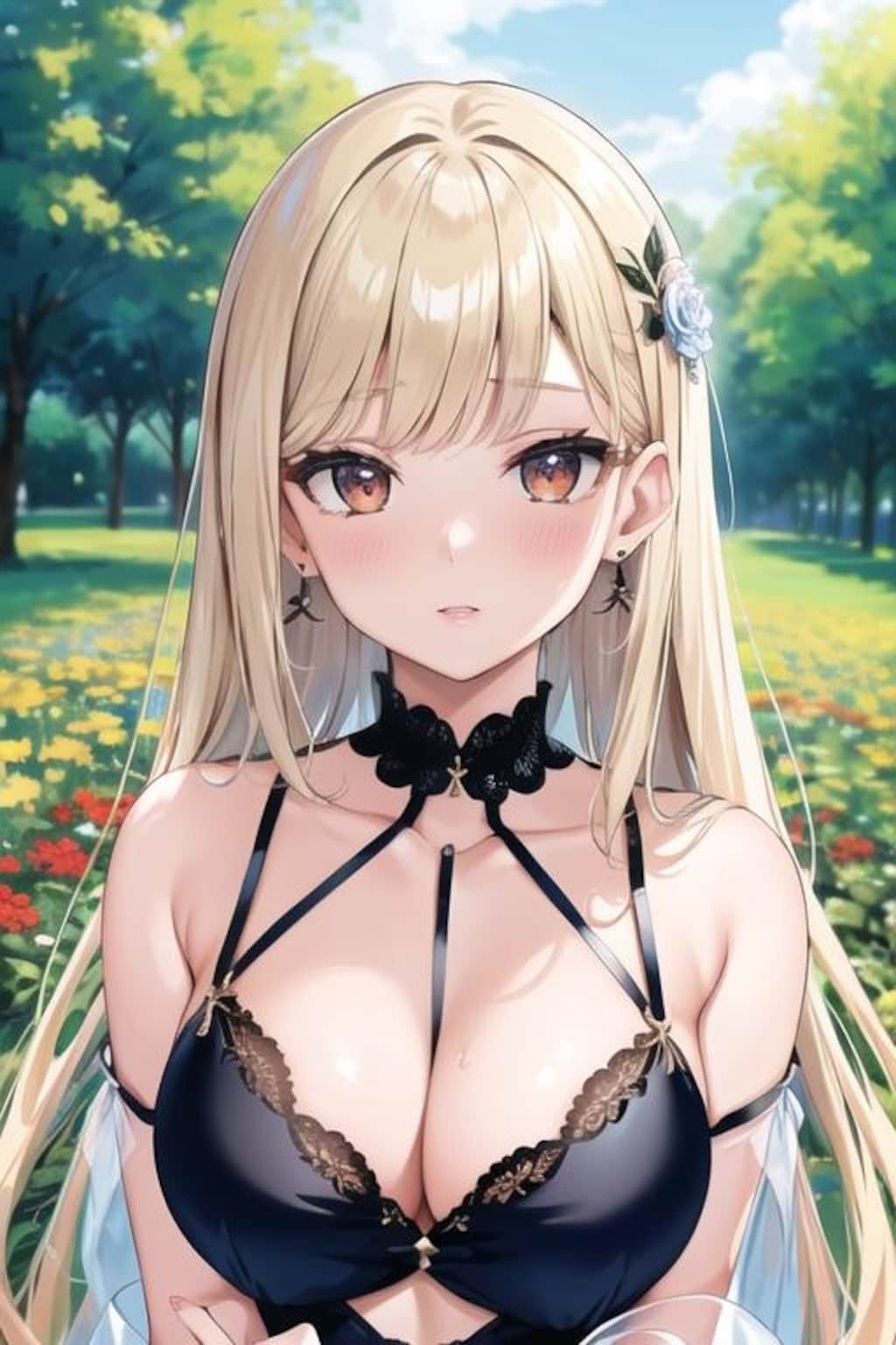 花公園での金髪娘