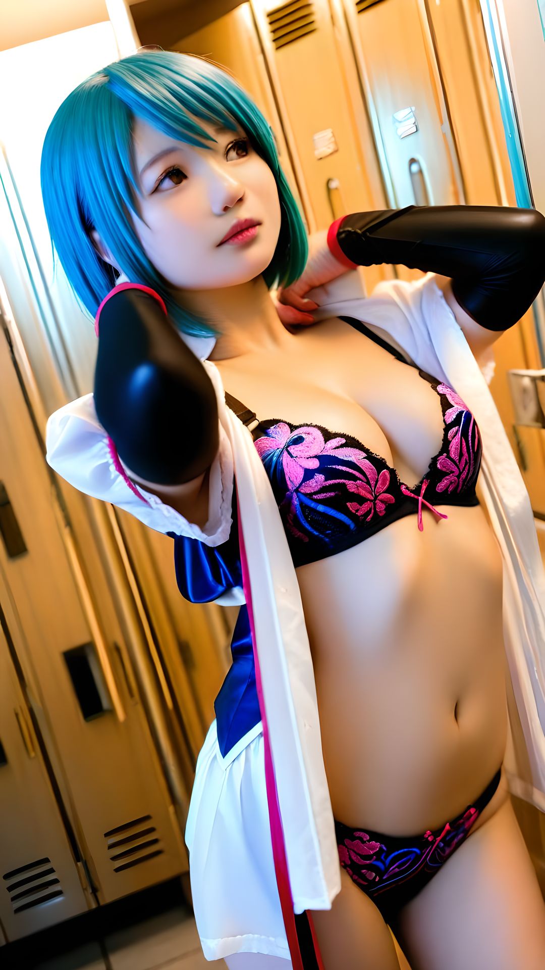 コスプレ更衣室、下着まで 1