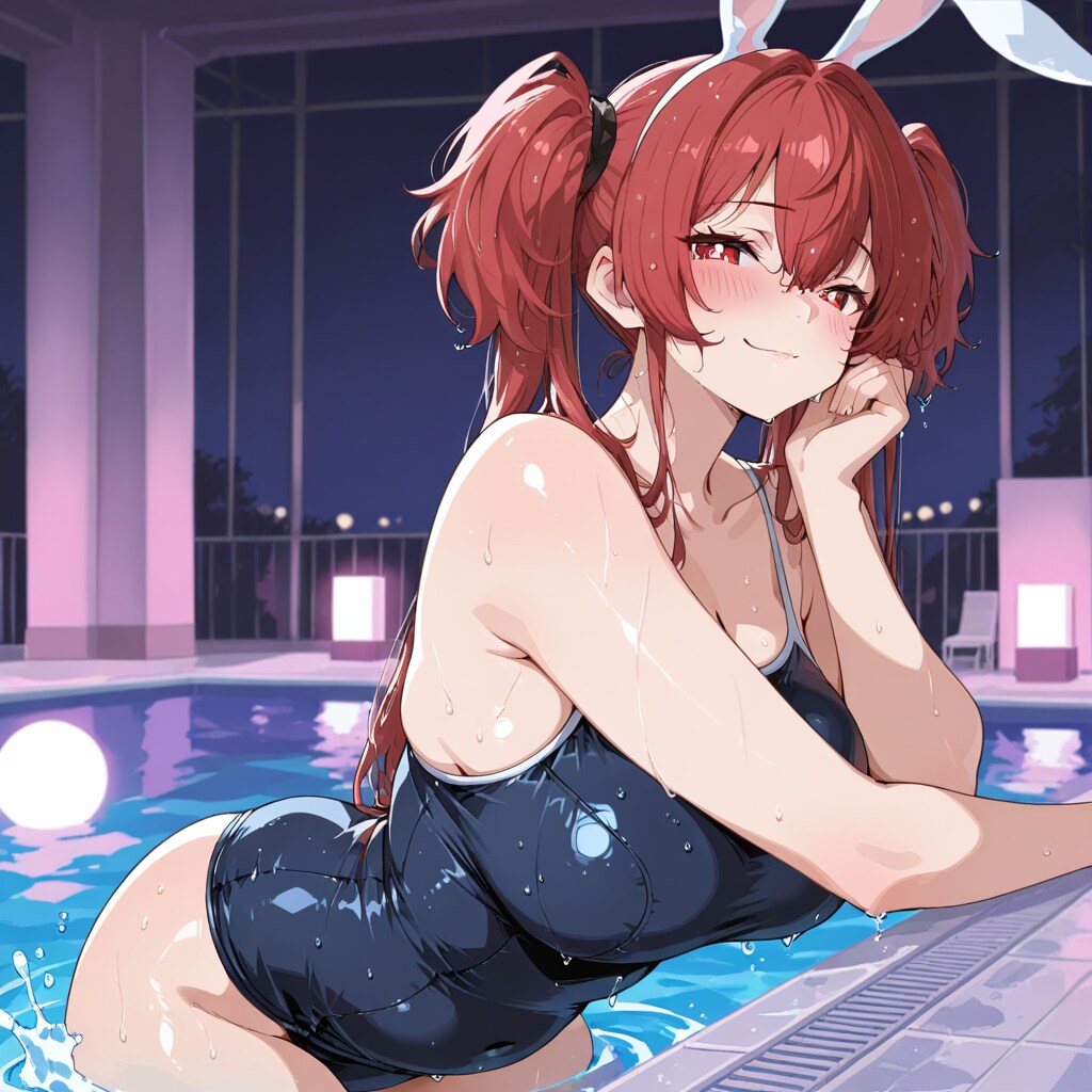 夜の室内プールでダイエット