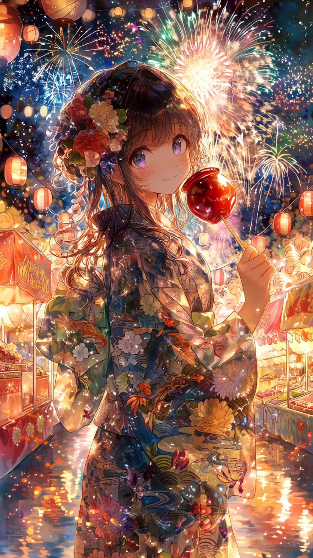 夏祭りのりんご飴