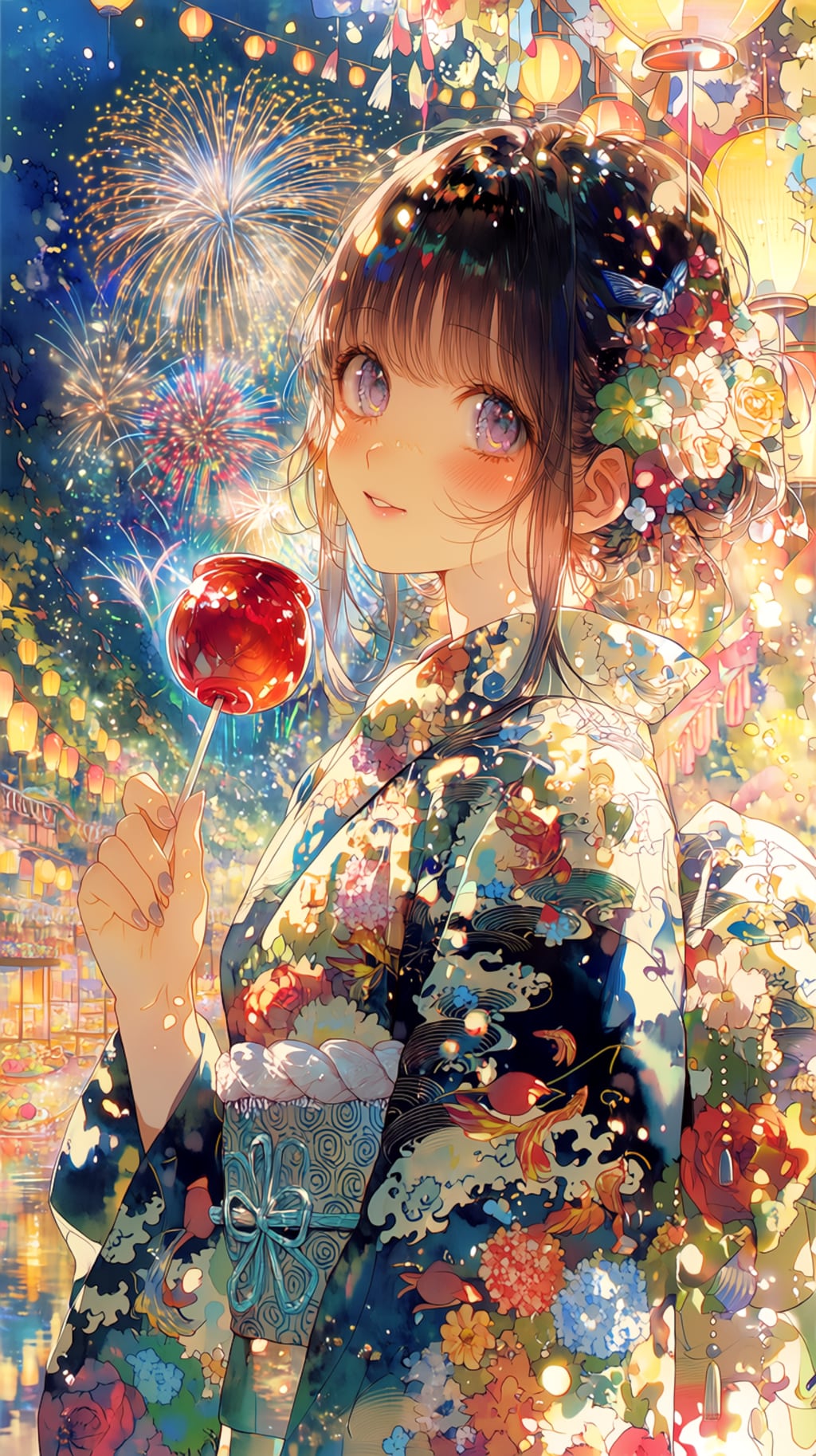 夏祭りのりんご飴