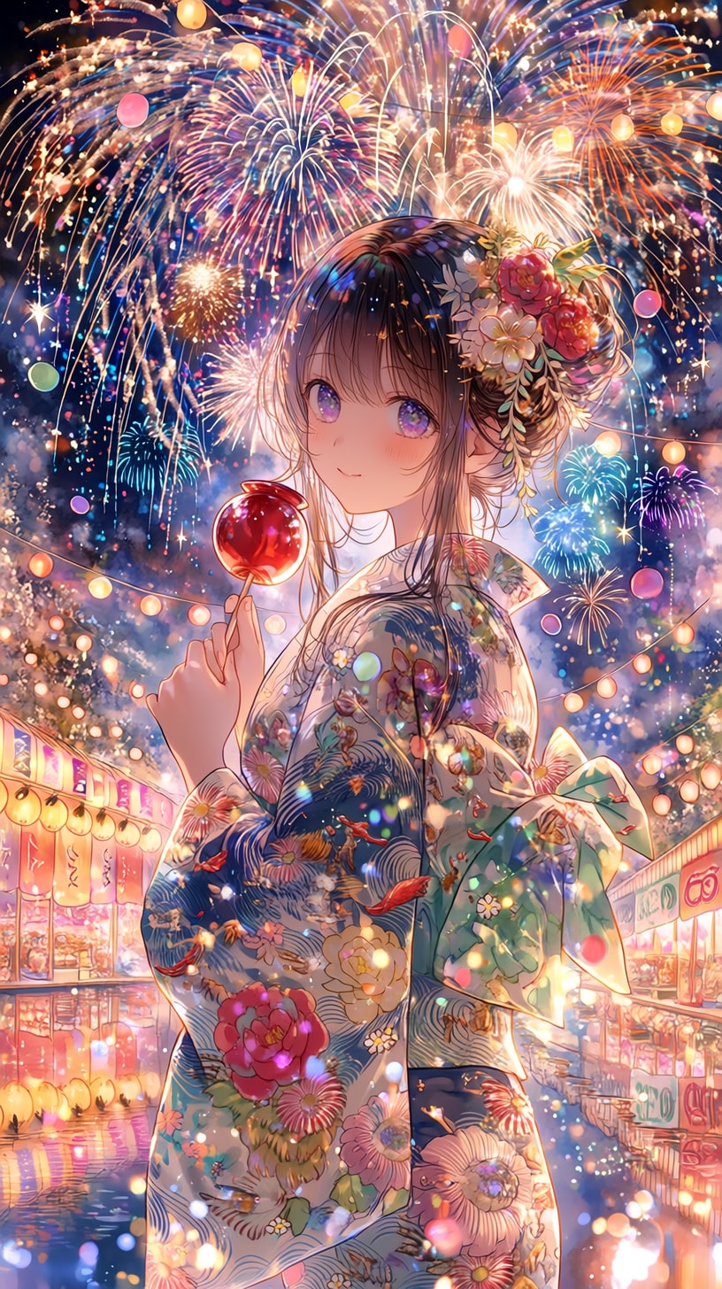 夏祭りのりんご飴