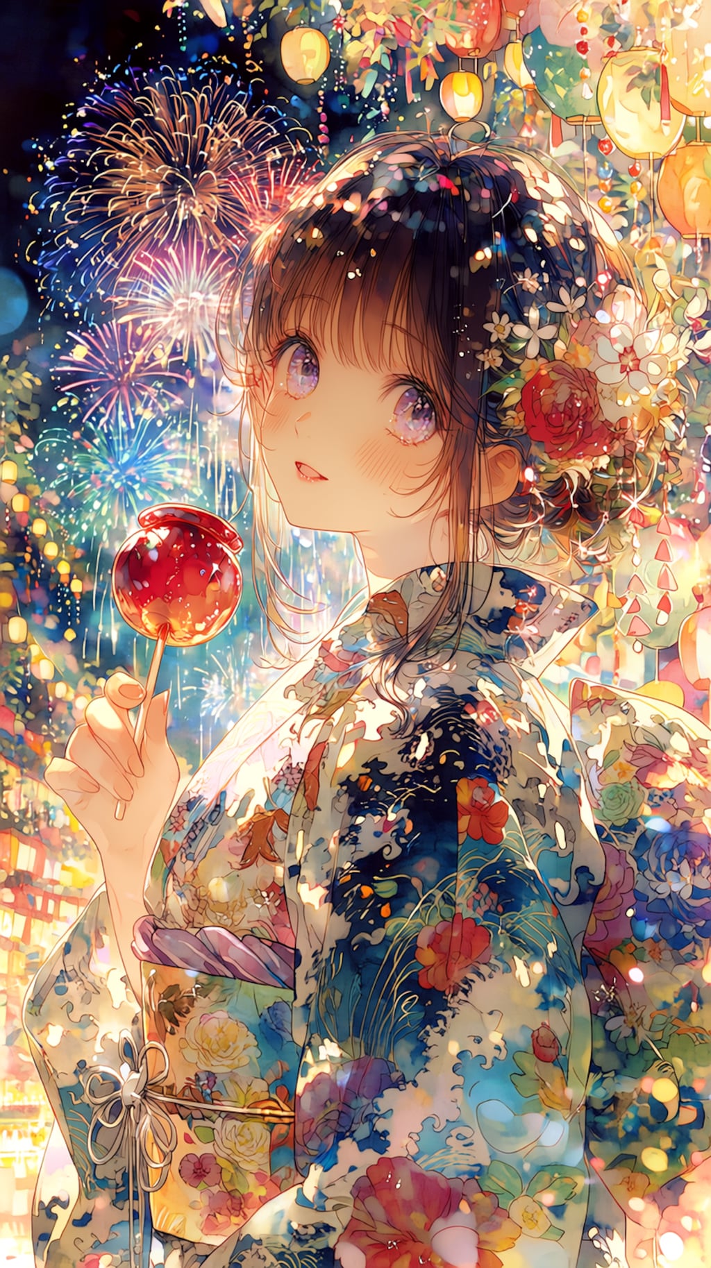 夏祭りのりんご飴