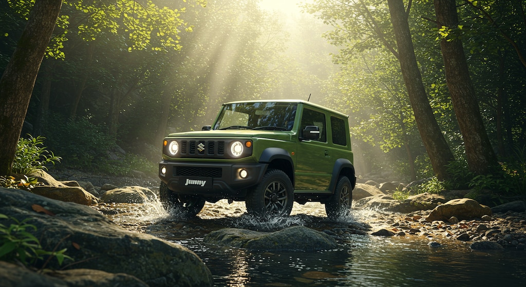 スズキジムニー川を渡る　　リメイク版