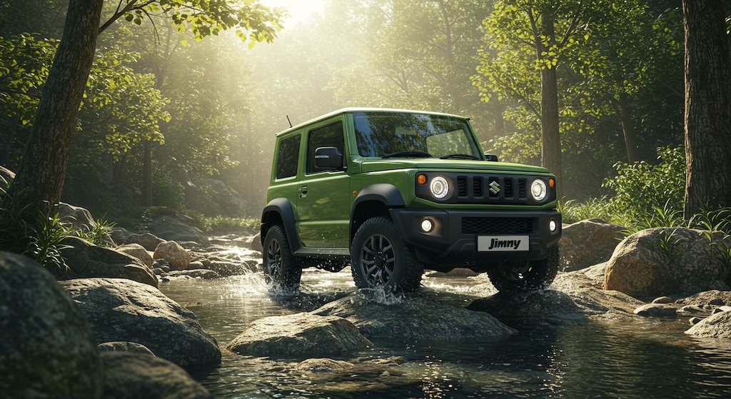 スズキジムニー川を渡る　　リメイク版