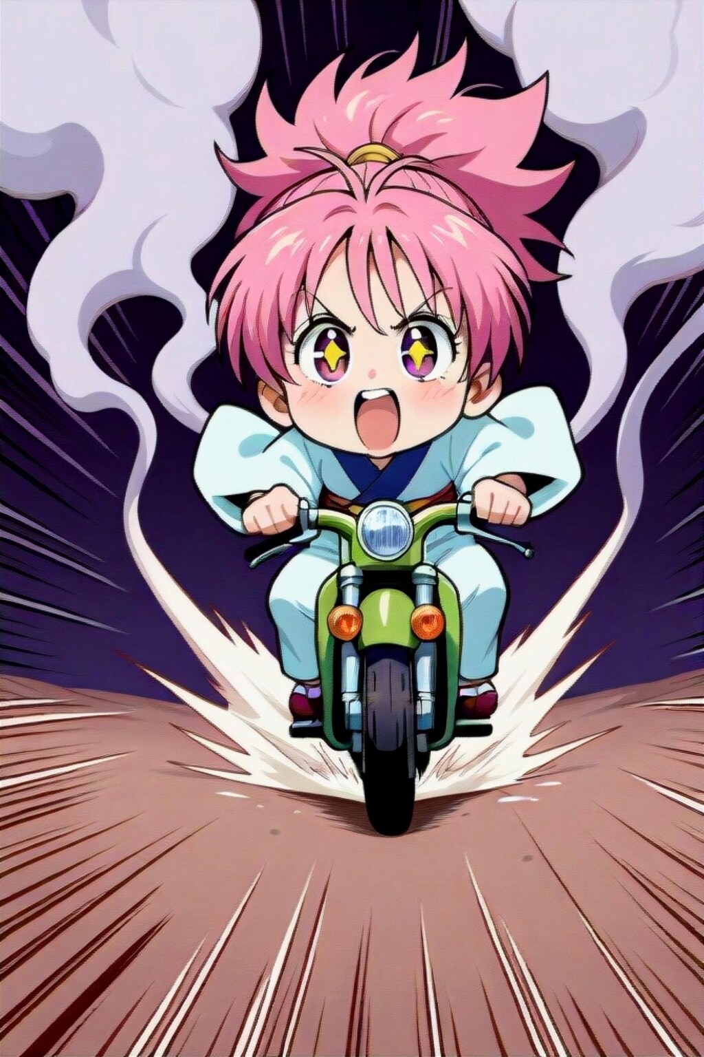 ツーリングするピンク髪ちゃん