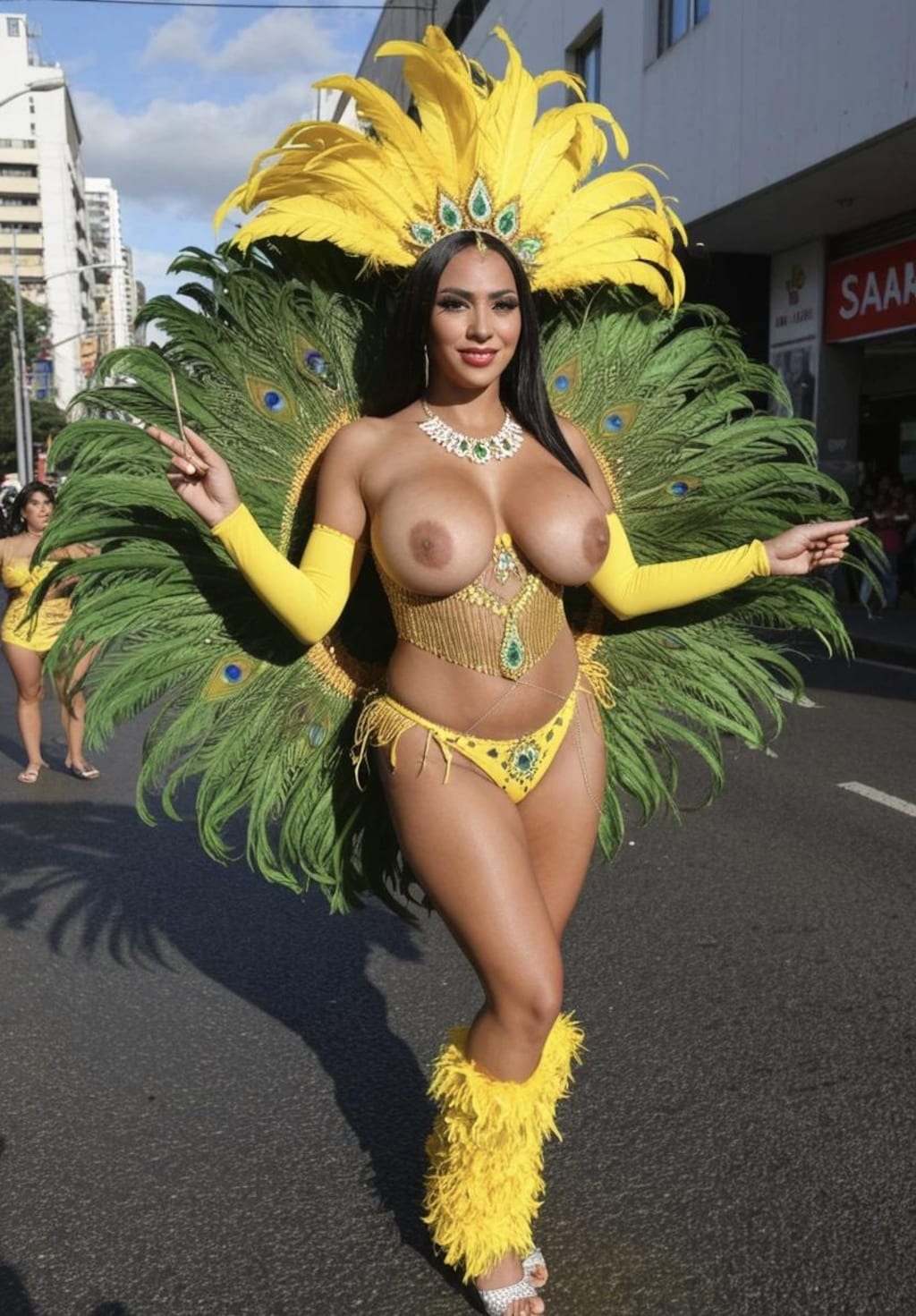 サンバカーニバルでオッパイ丸出しお姉さん