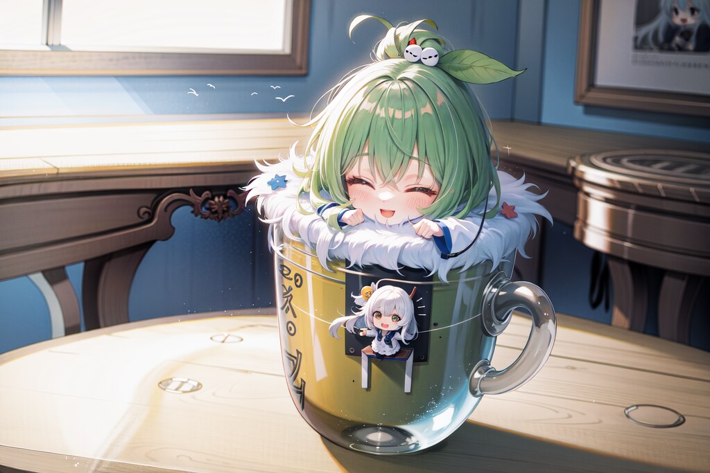蓋を担当するちびちゃん