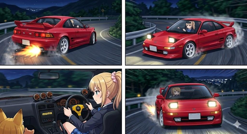 MR2でコーナーを攻めるうちの子