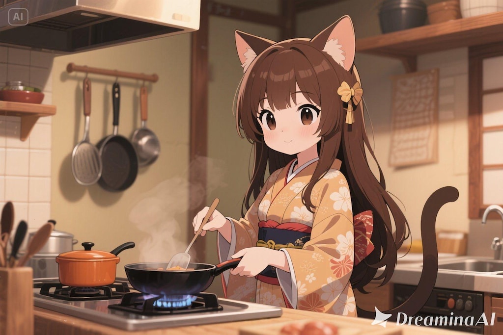 料理をするみことちゃん