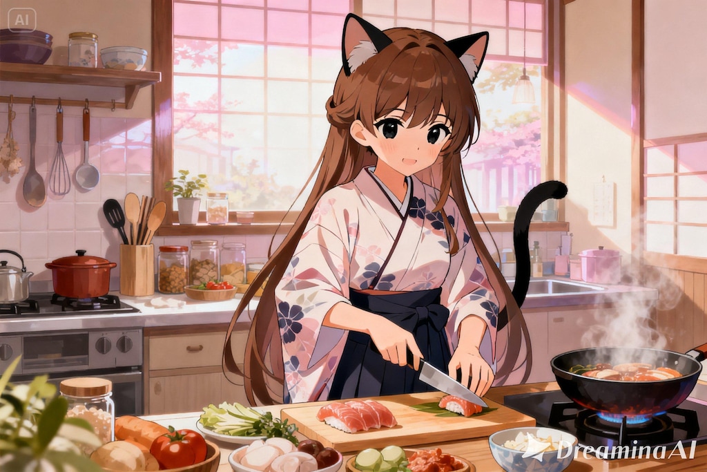 料理をするみことちゃん