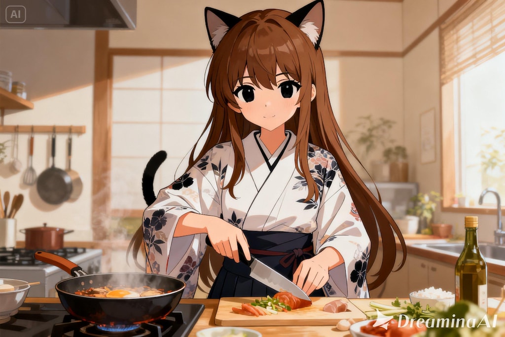 料理をするみことちゃん