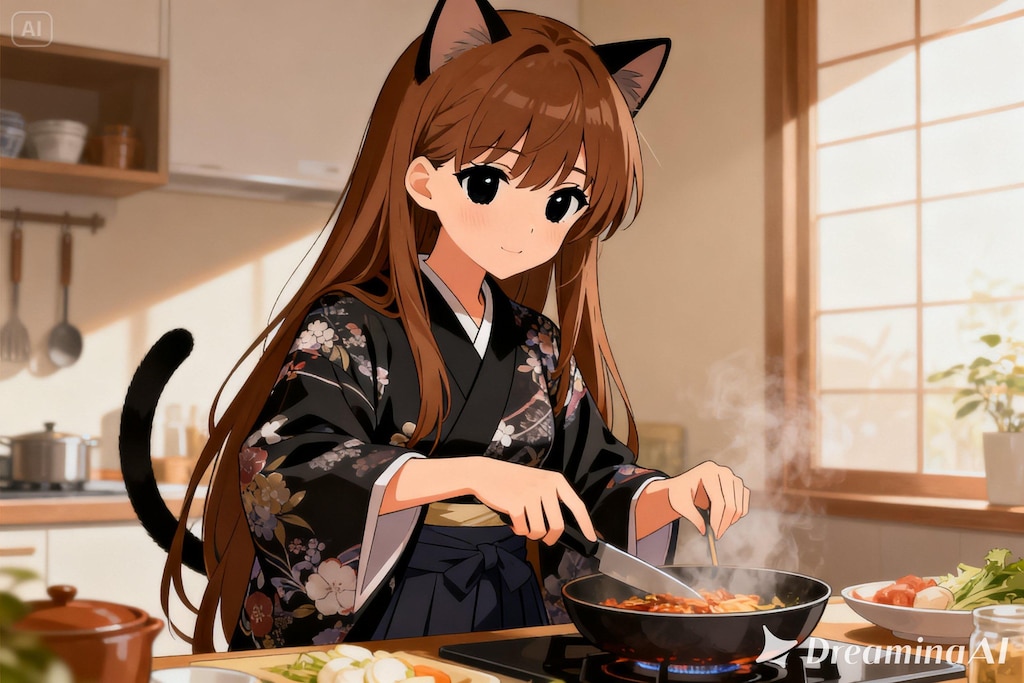 料理をするみことちゃん