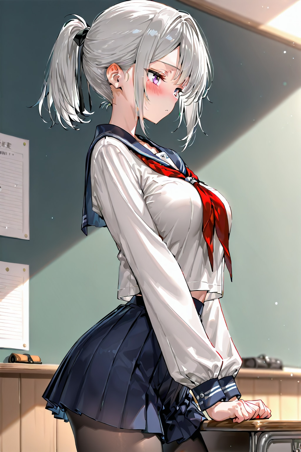 (1049)銀髪ちゃんセーラー服