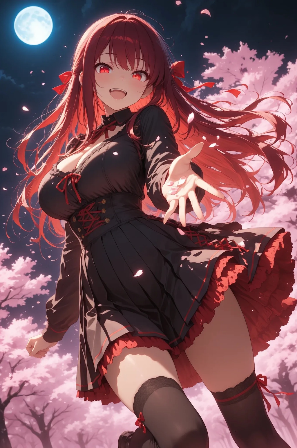 満月と夜桜のマリ先輩♡