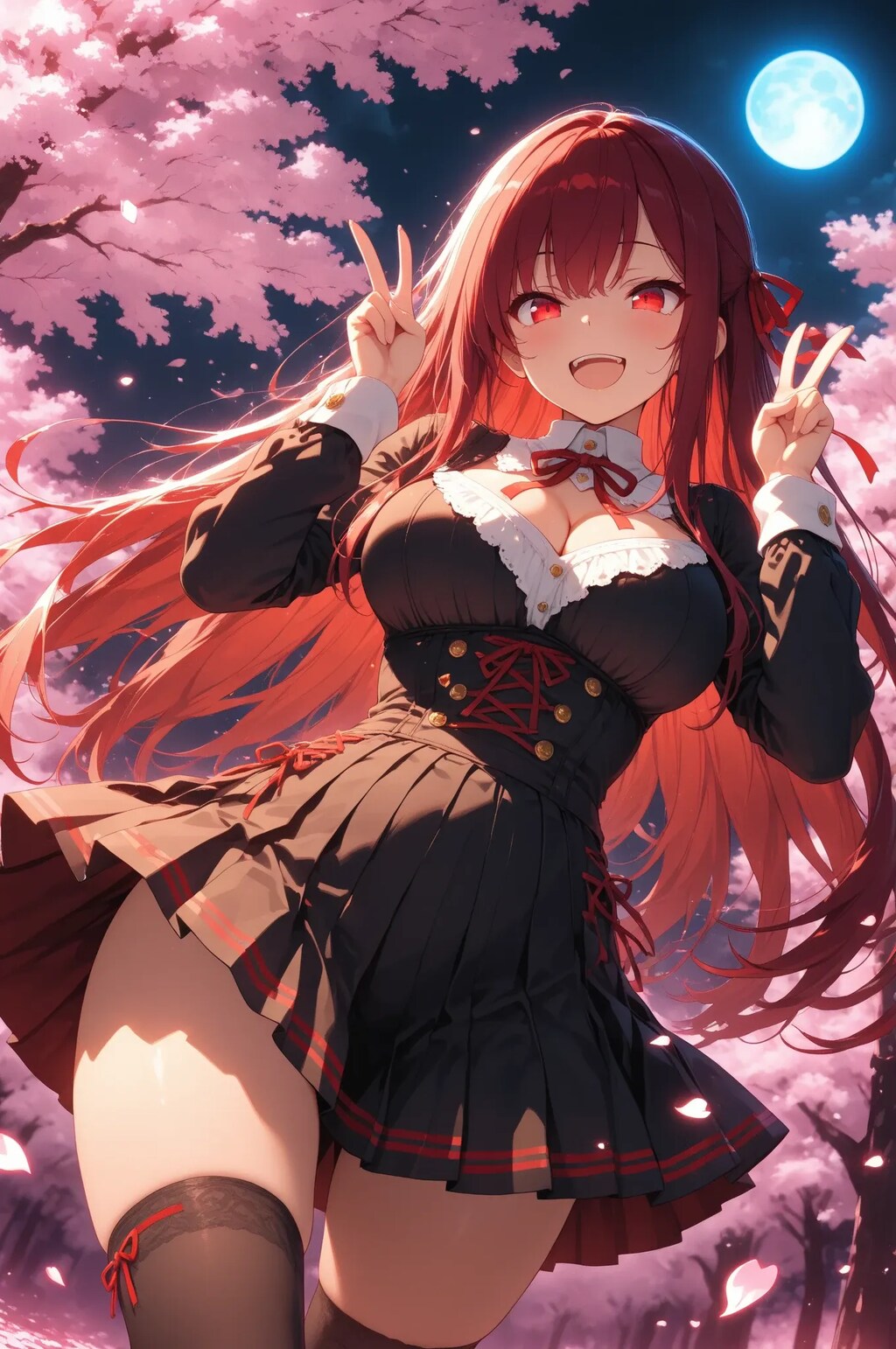 満月と夜桜のマリ先輩♡