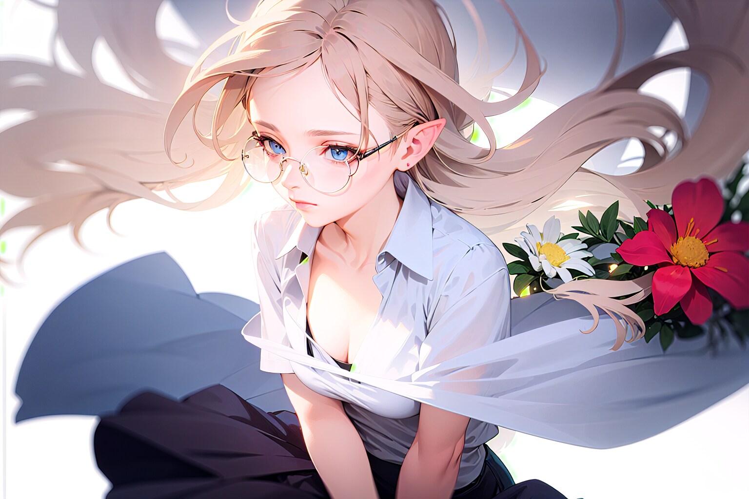 金髪メガネエルフ女教師さん