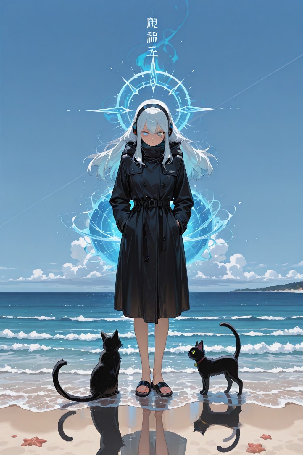 砂浜の魔女と黒猫