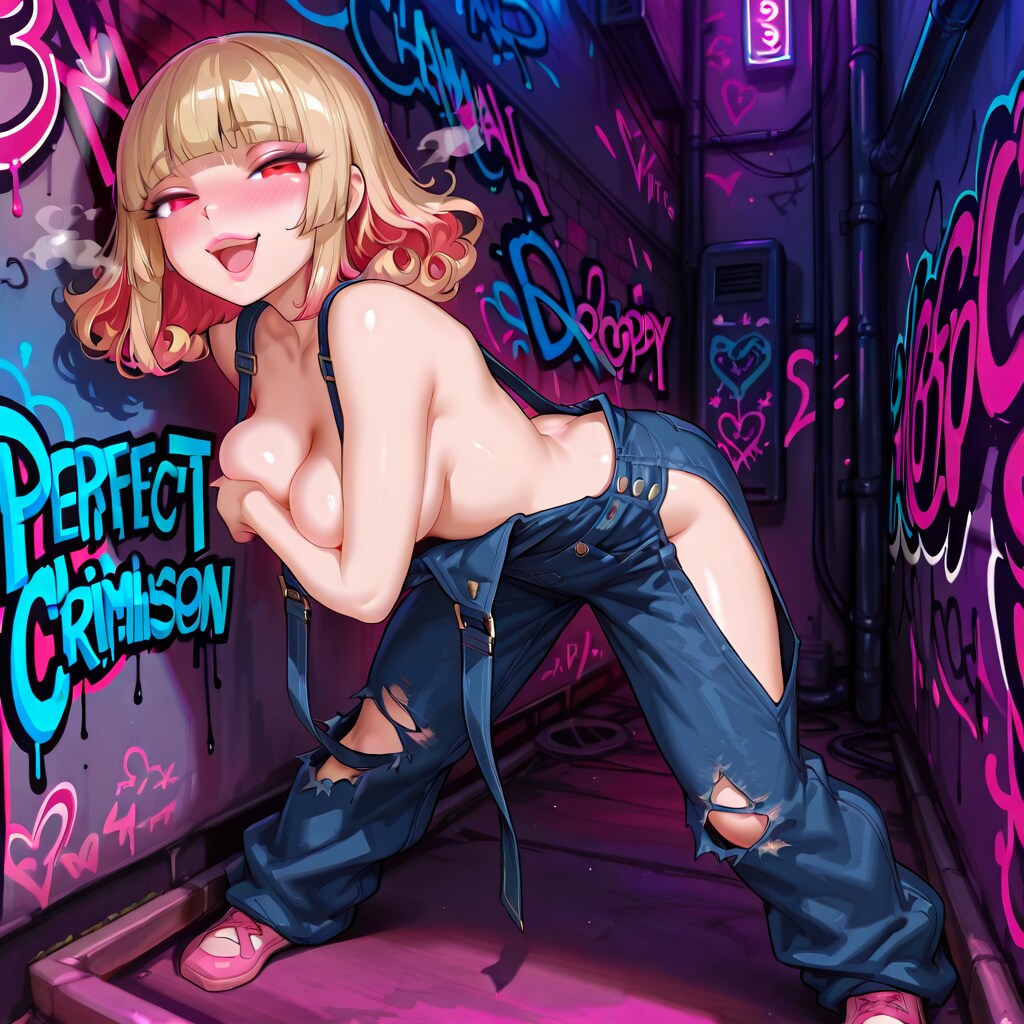 オーバーオールのギャル