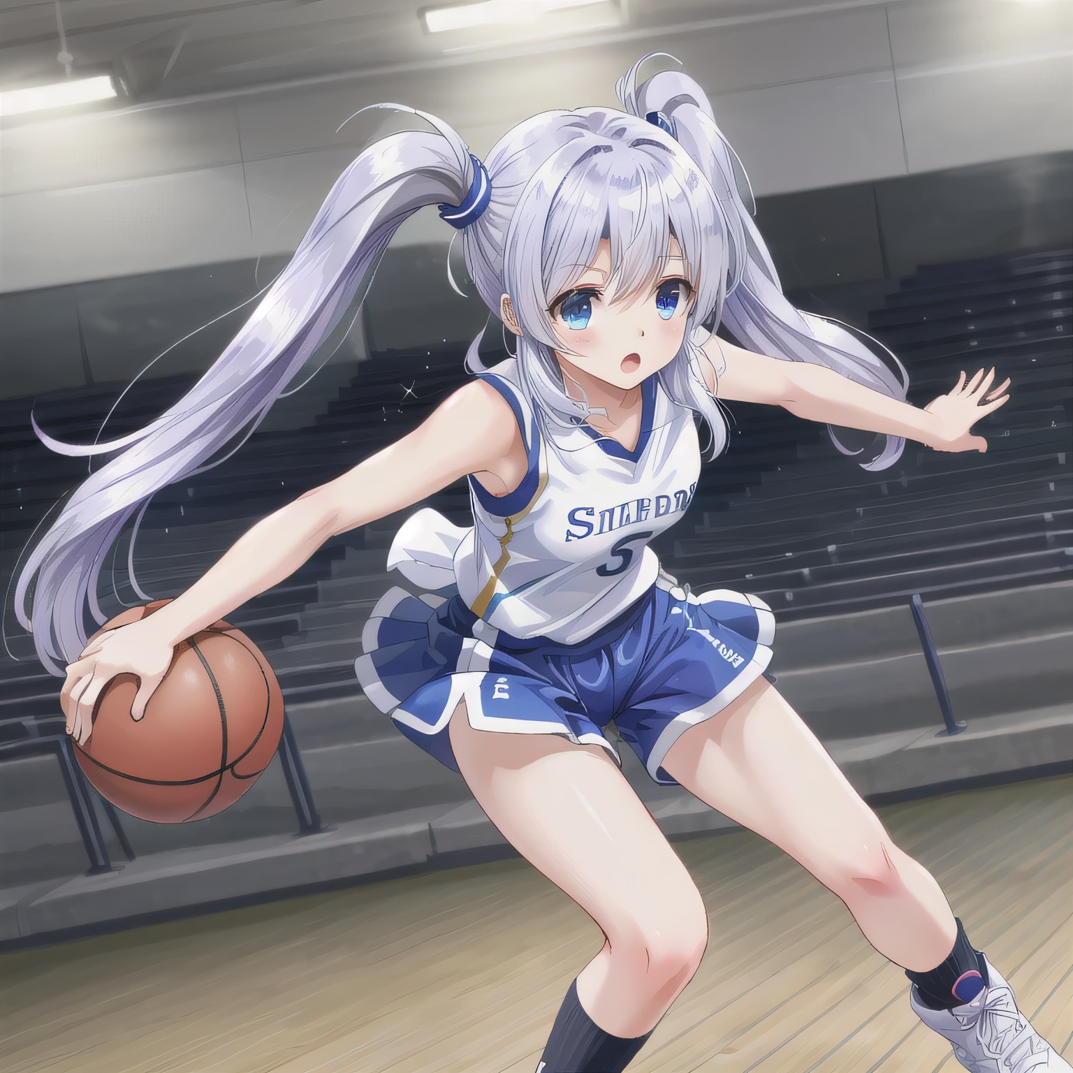 紫髪ロングでユニフォームの少女１５ | の人気AIイラスト・グラビア