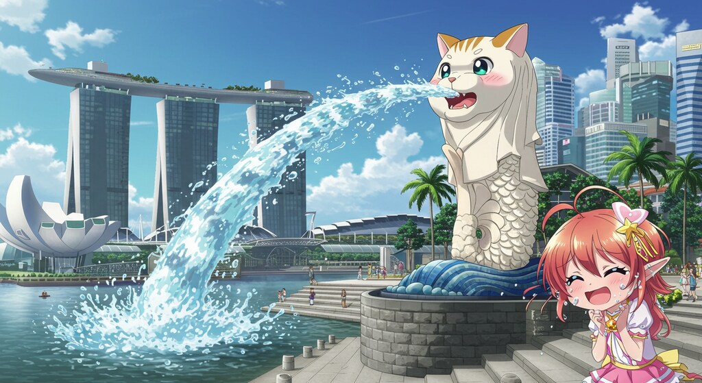 マーライオンになった子猫！