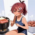 スク水コスプレな、おにくちゃん🍖 3枚目
