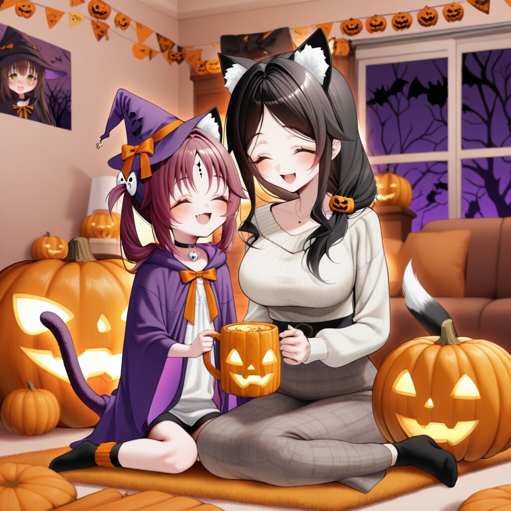 母娘のハロウィン　No.136　2025年11月1日(土) | の人気AIイラスト・グラビア