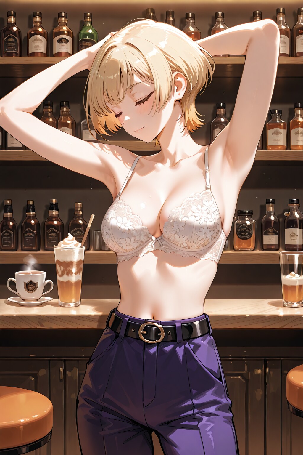 かっこかわいいカフェバーオーナージェシカ・ブレストンのブラ姿のカフェバー経営