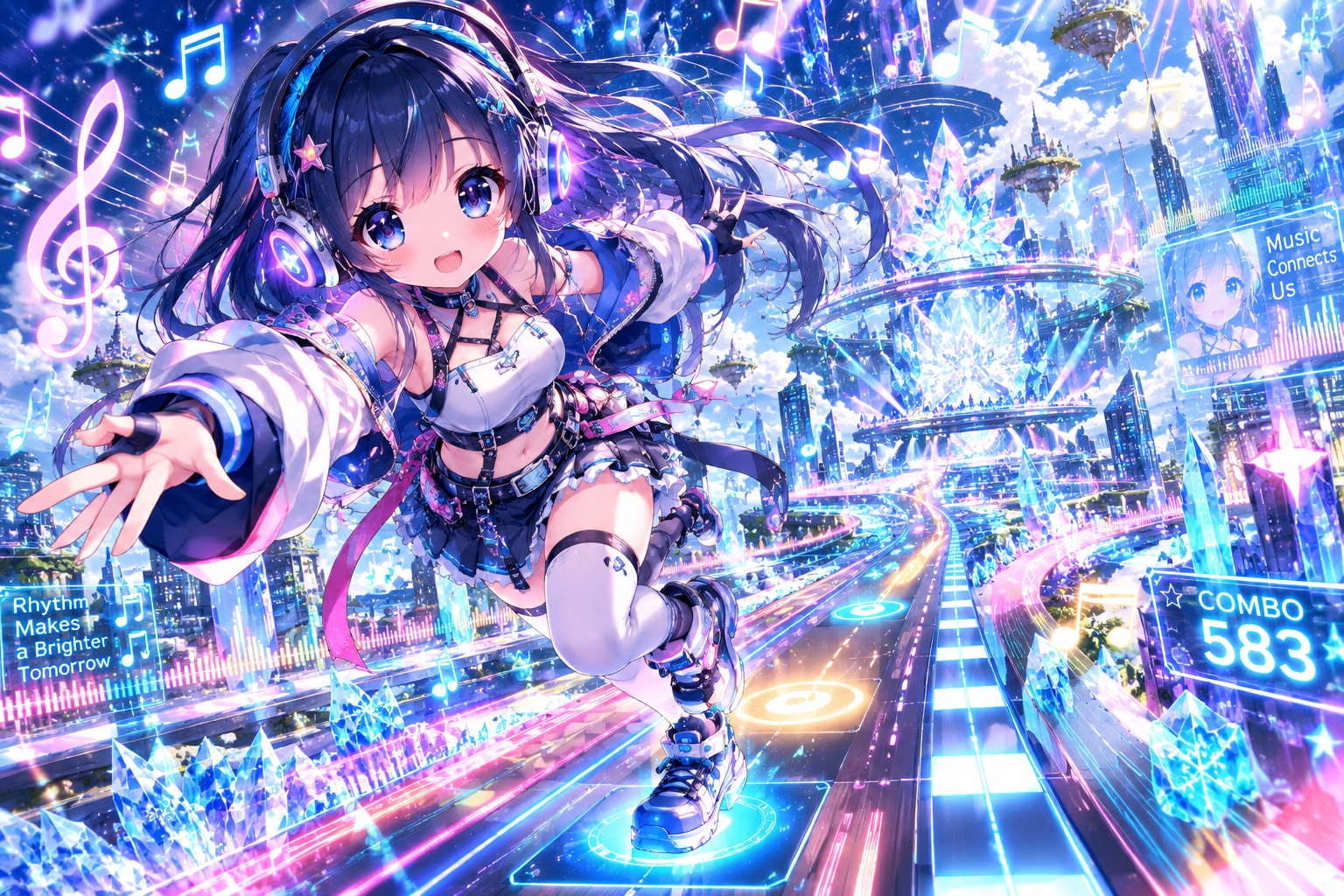 体感型vr音ゲーを楽しむ女の子 | の人気AIイラスト・グラビア