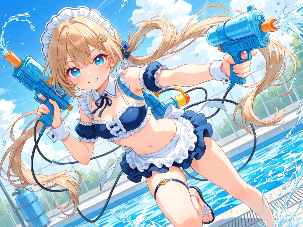 プールで水遊び１