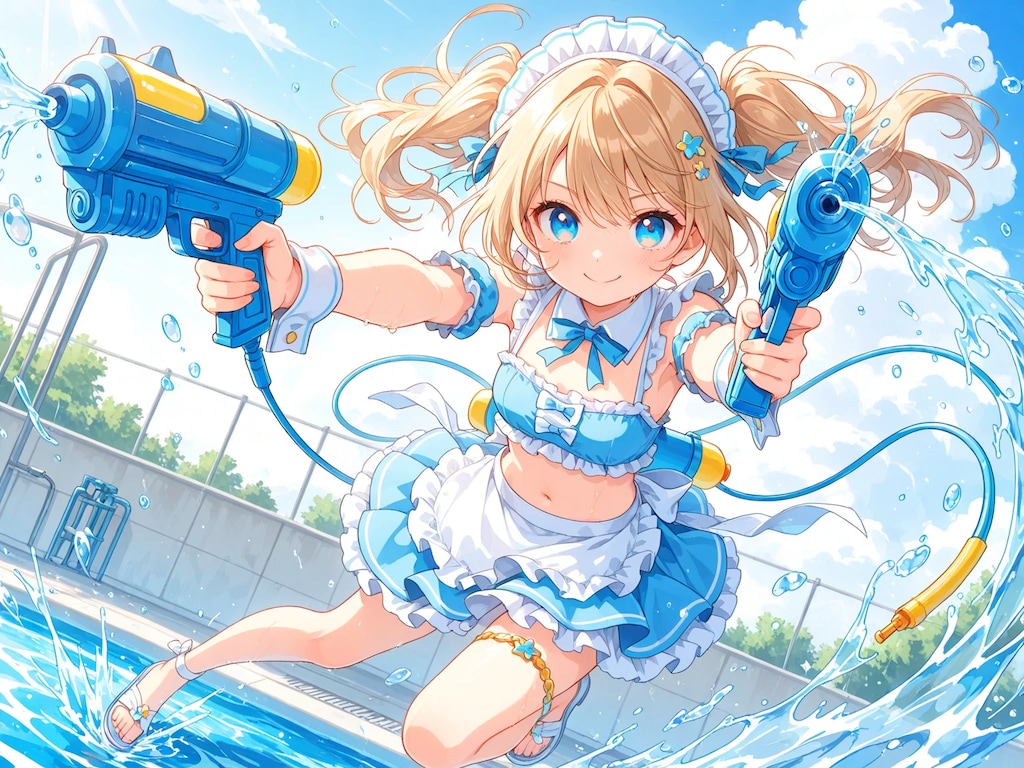 プールで水遊び１