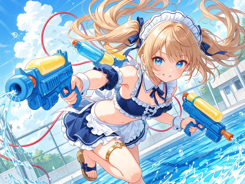 プールで水遊び１