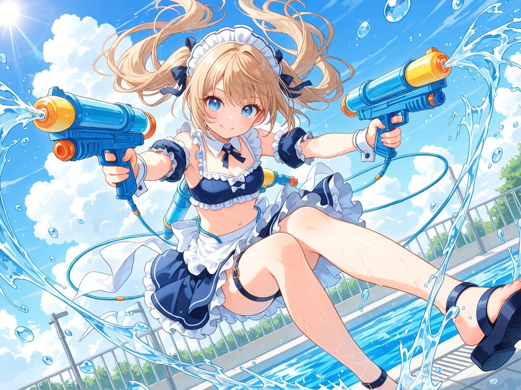 プールで水遊び１