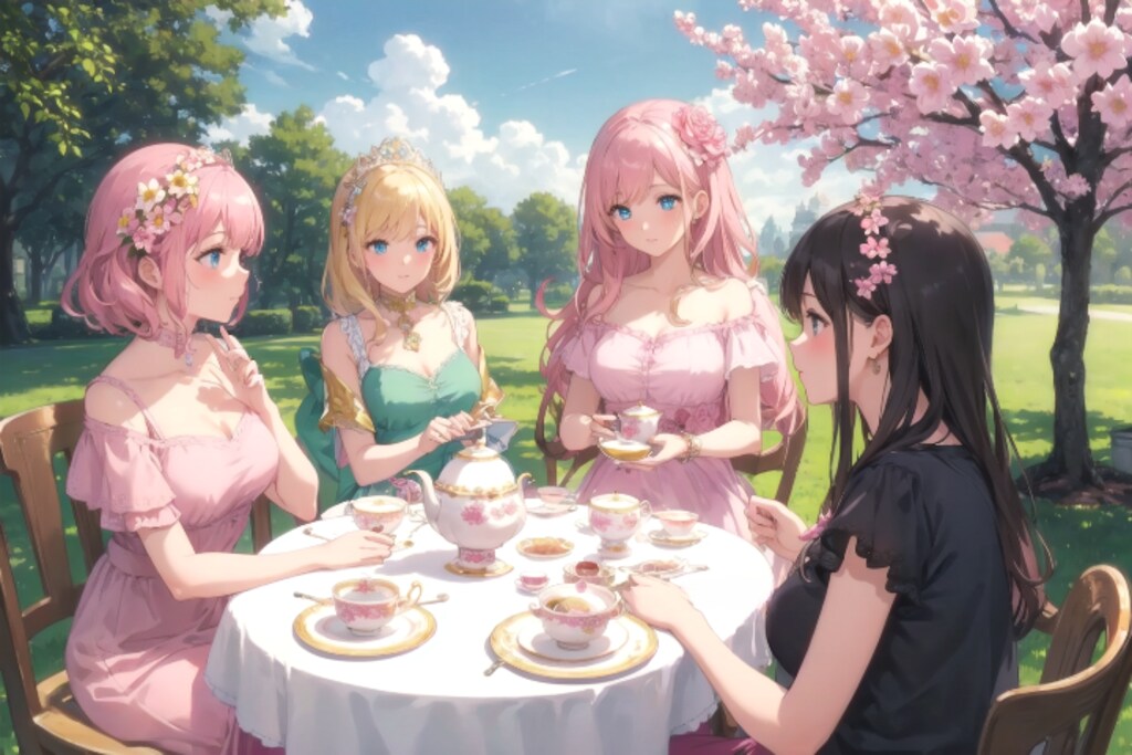 お庭でティータイム