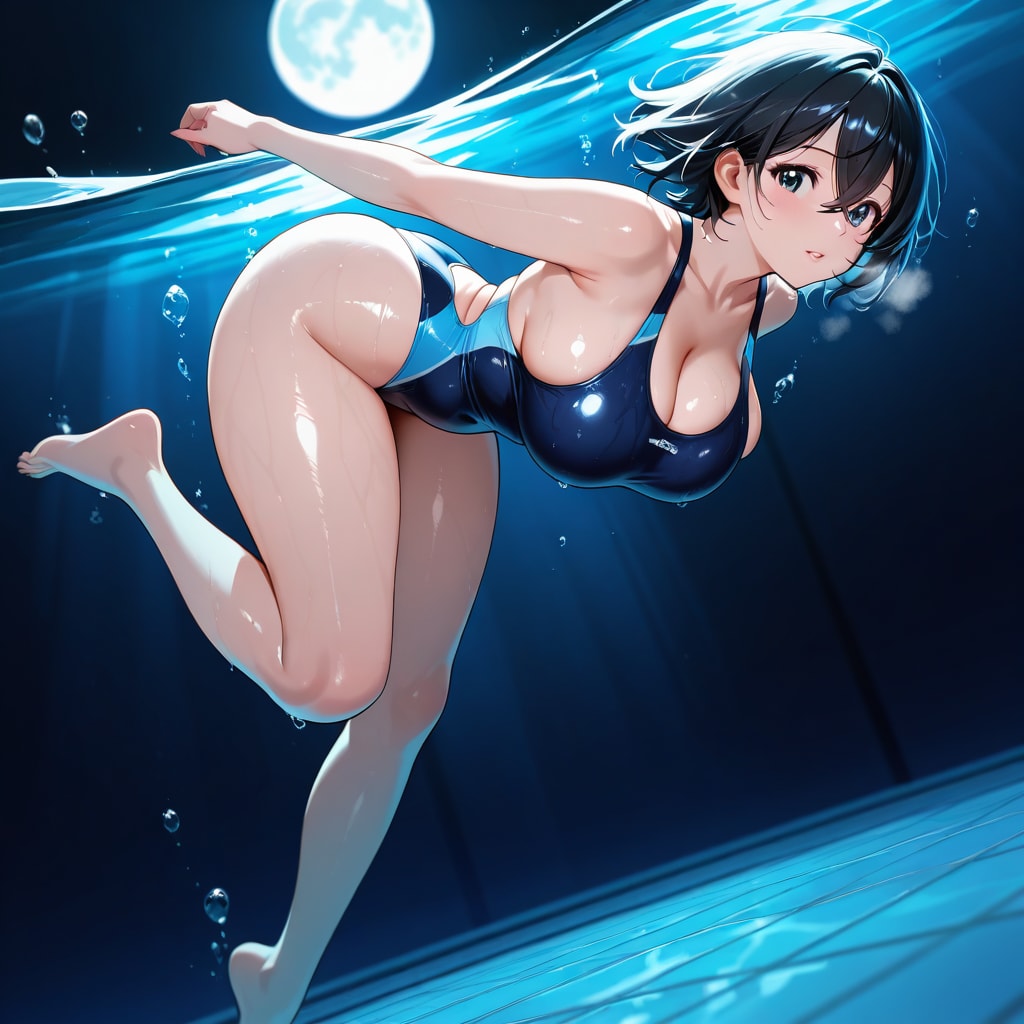 月夜の水泳部監督