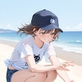海辺の女の子　デート 2枚目