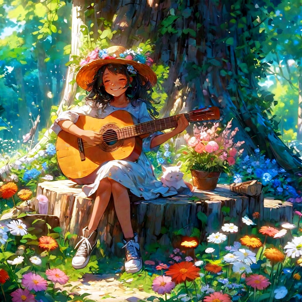 ギターを弾く少女15 | の人気AIイラスト・グラビア