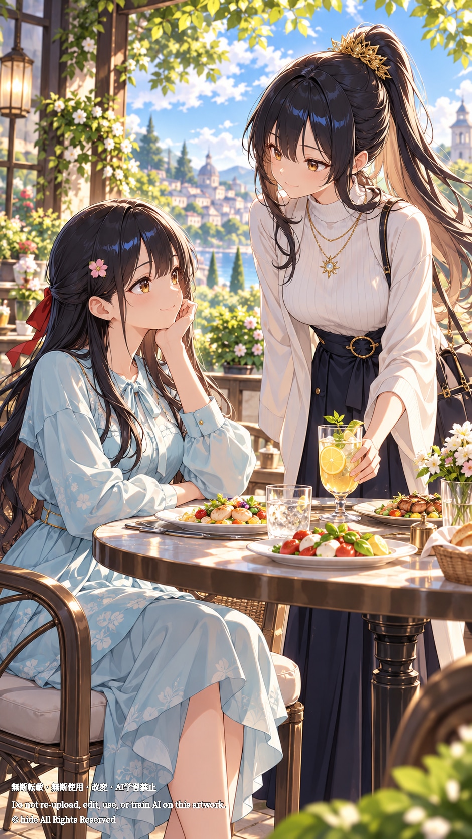 神楽さんとアマテラスさん、テラスで昼食を | の人気AIイラスト・グラビア