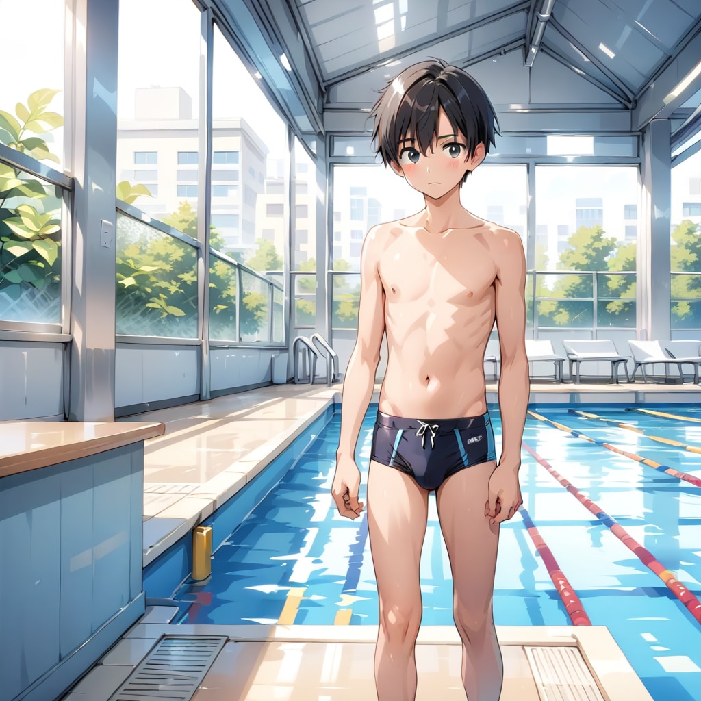 競泳水着を着た男の子
