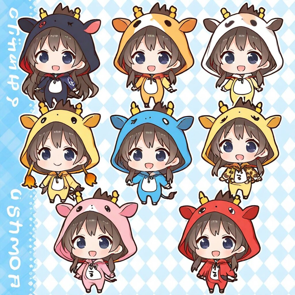 ステッカー風キリン着ぐるみちび子ちゃん