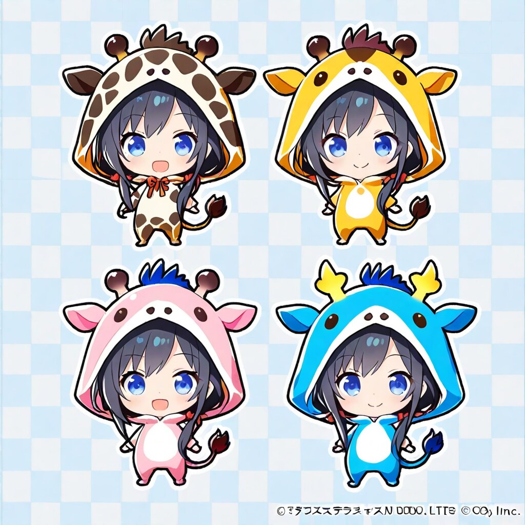 ステッカー風キリン着ぐるみちび子ちゃん